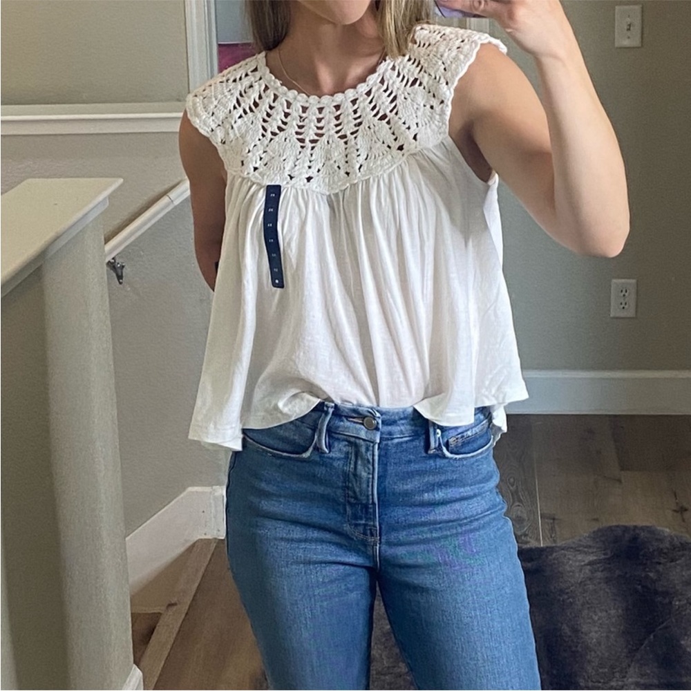 Lucky Brand white crochet cotton shirt blouse - Picture 11 of 11